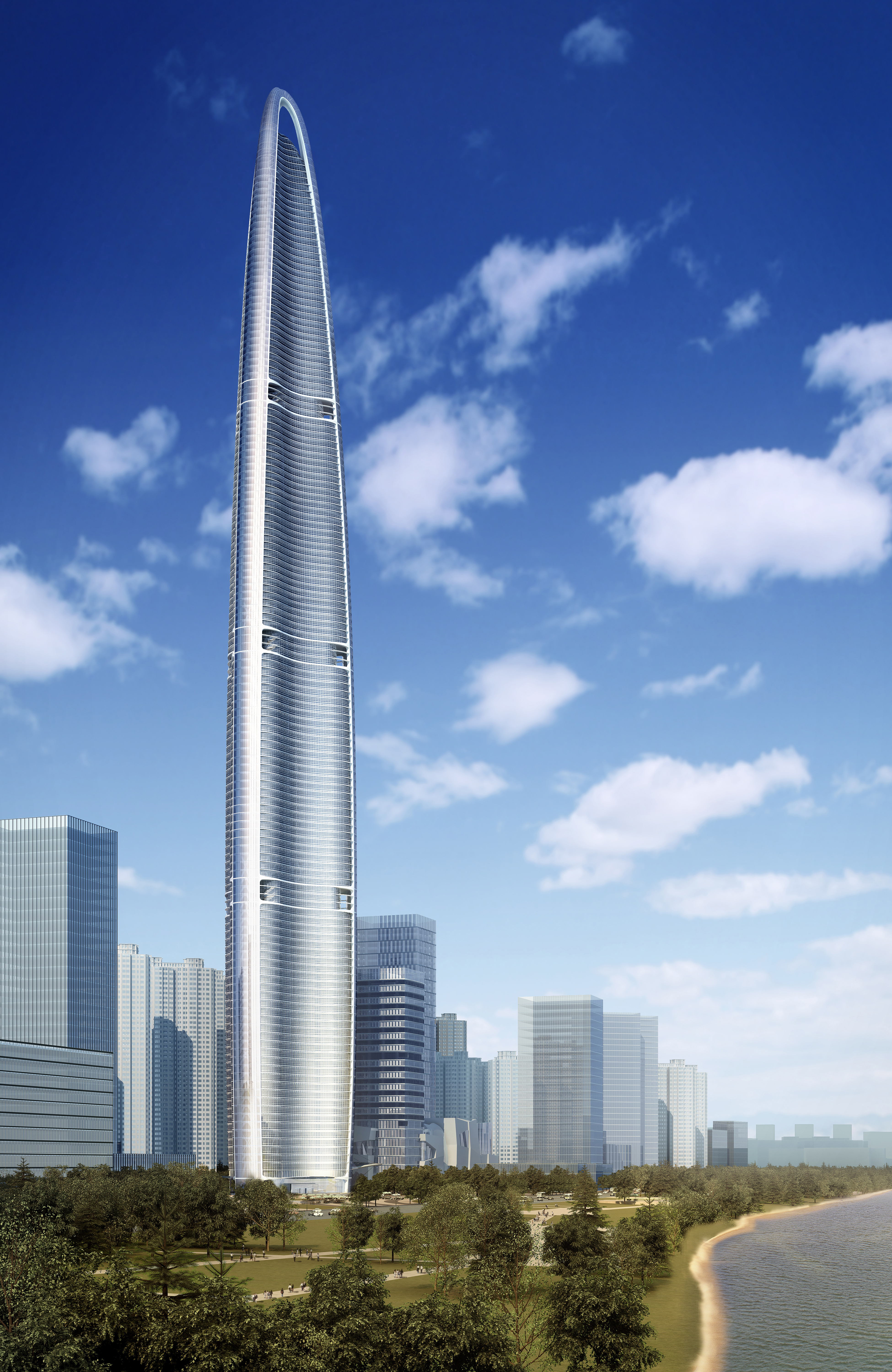 王者风范——中国第一高楼武汉绿地636幕墙 安装高度突破200米 